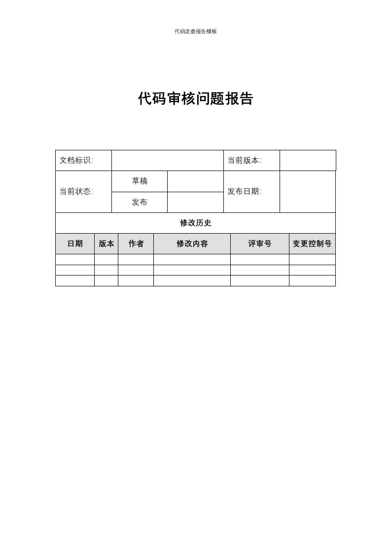 代码走查报告模板