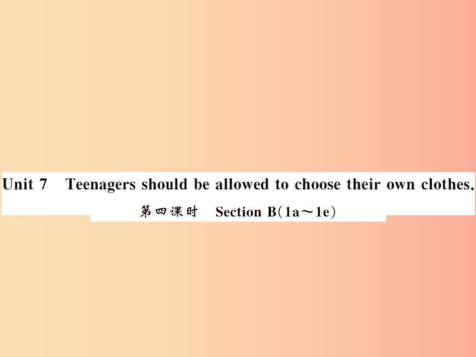 九年级英语全册Unit7Teenagersshouldbeallowedtochoosetheirownclothes第4课时