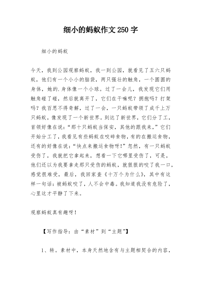 细小的蚂蚁作文250字