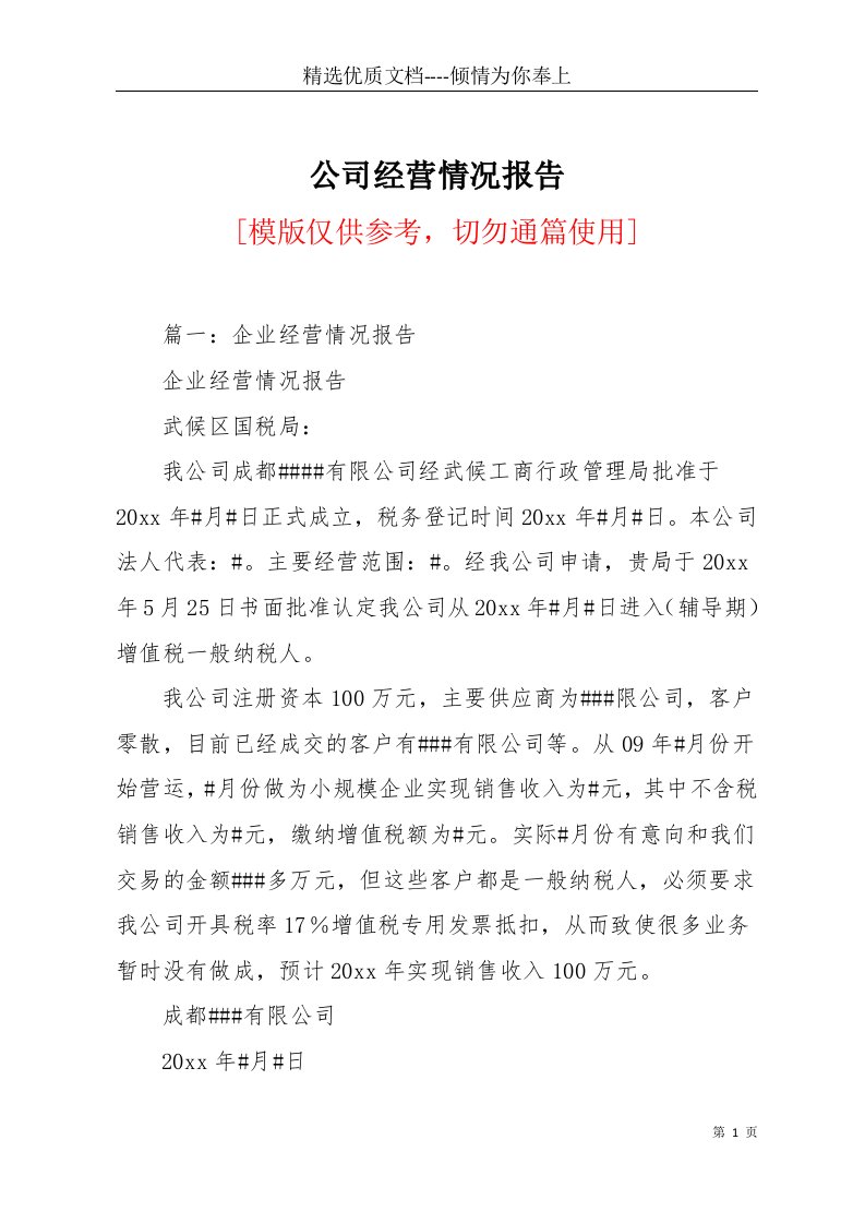 公司经营情况报告(共13页)