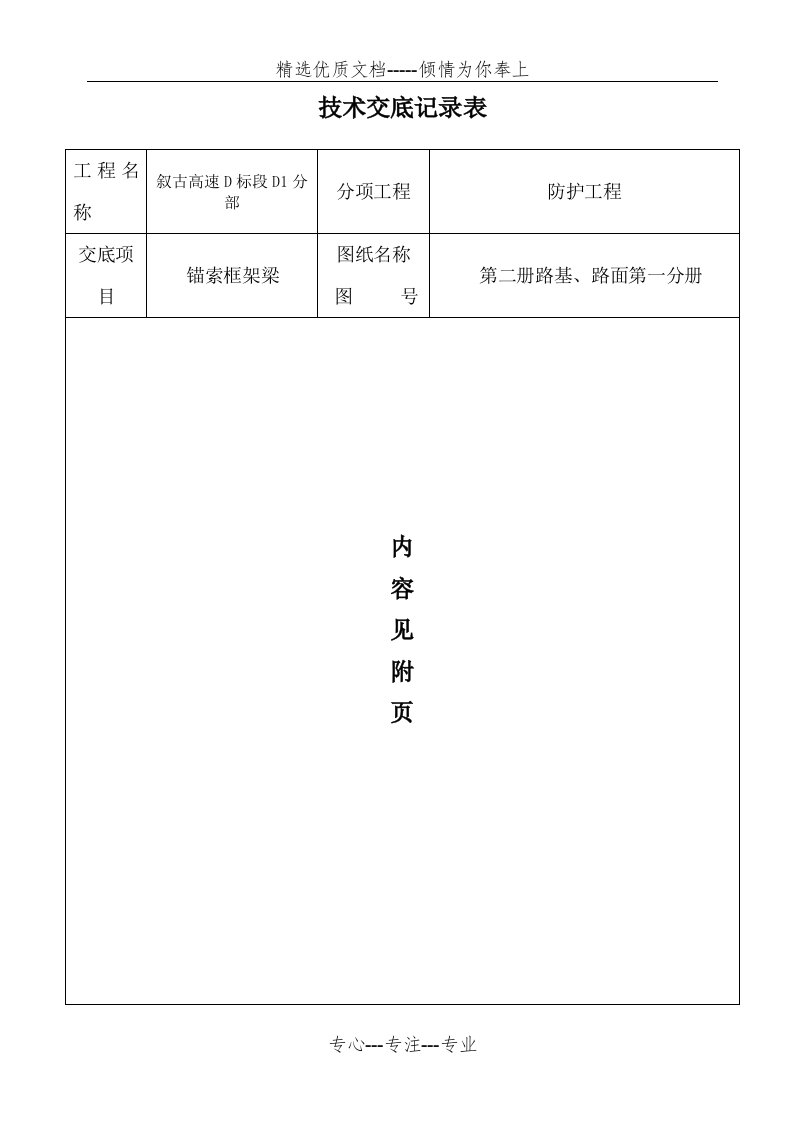 锚索框架梁施工技术交底(共6页)