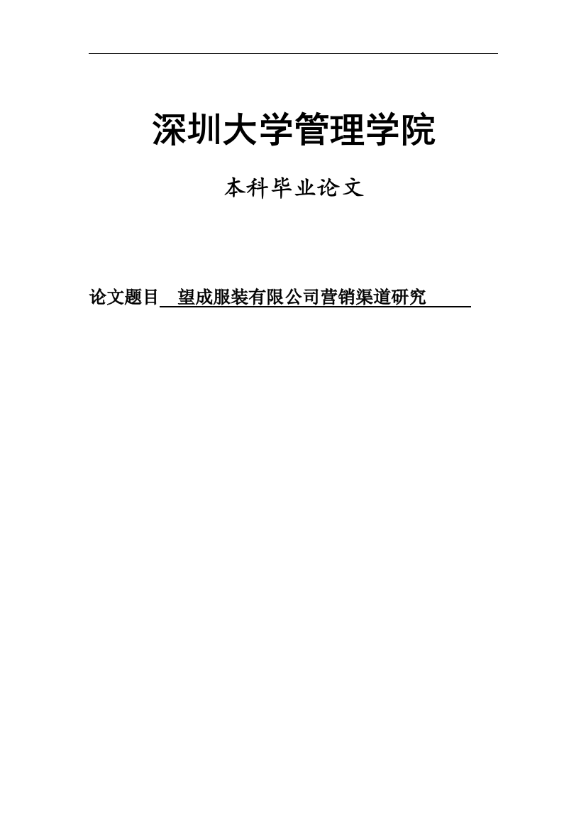 望成服装有限公司营销渠道研究毕业(设计)论文