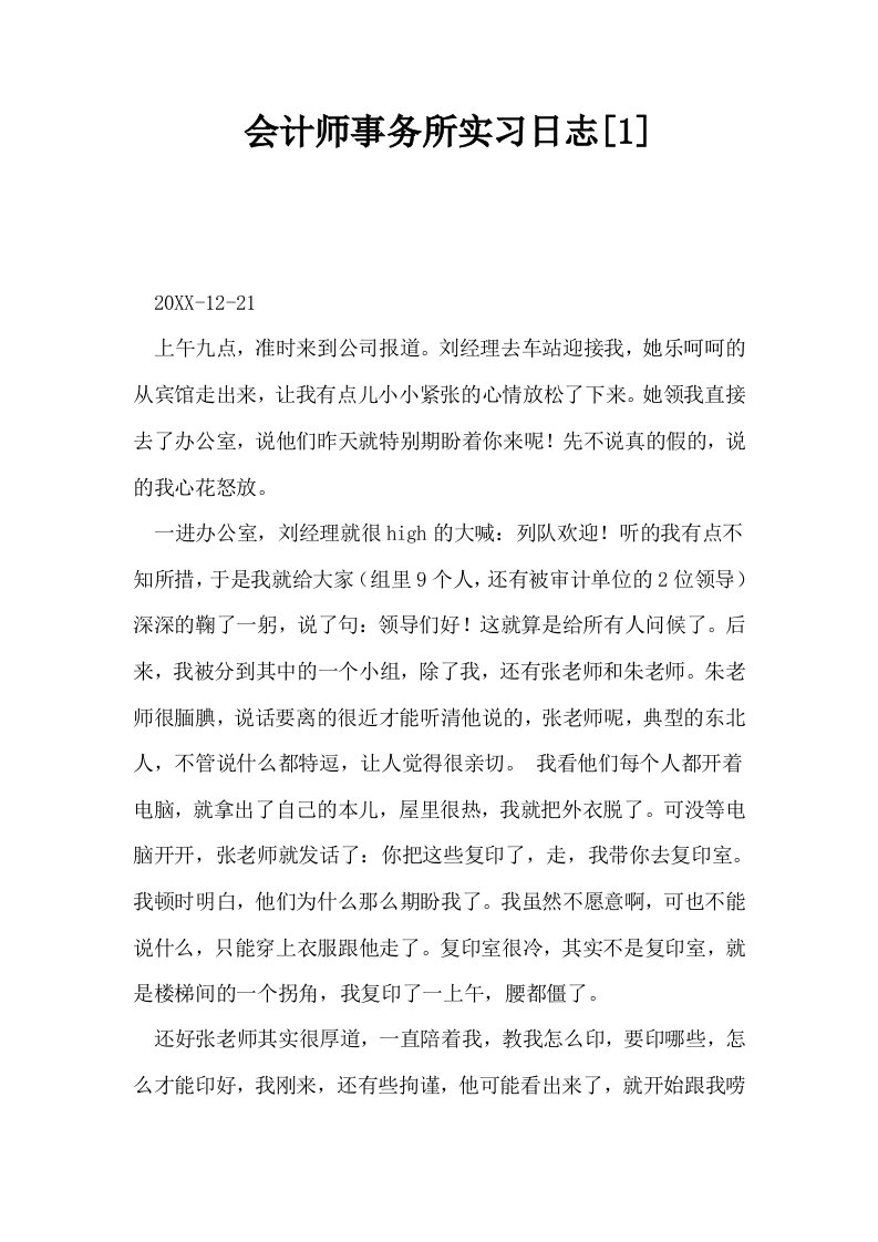 会计师事务所实习日志1