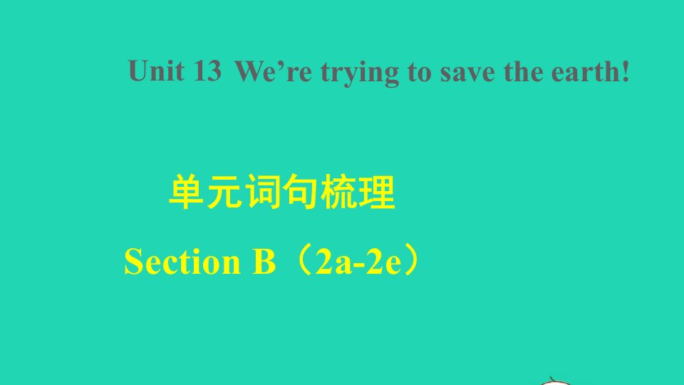 2022九年级英语全册Unit13We'retryingtosavetheearth词句梳理SectionB2a_2e课件新版人教新目标版