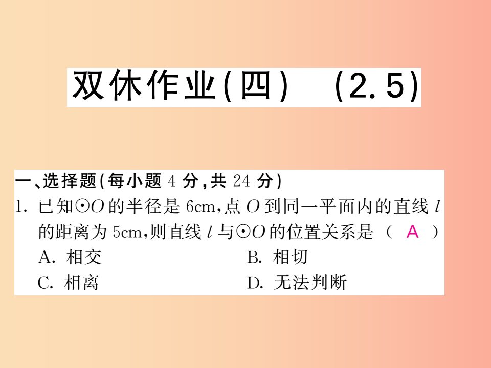 九年级数学下册双休作业四2.5习题课件新版湘教版