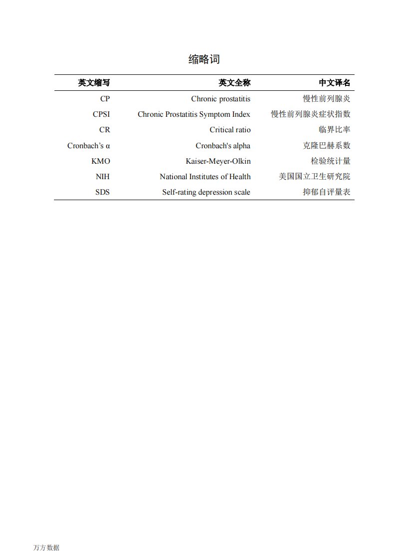 慢性前列腺炎患者自我效能量表的初步编制与应用