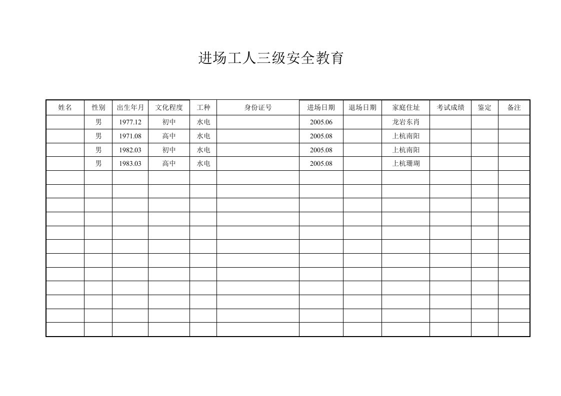 建筑资料-水电班组