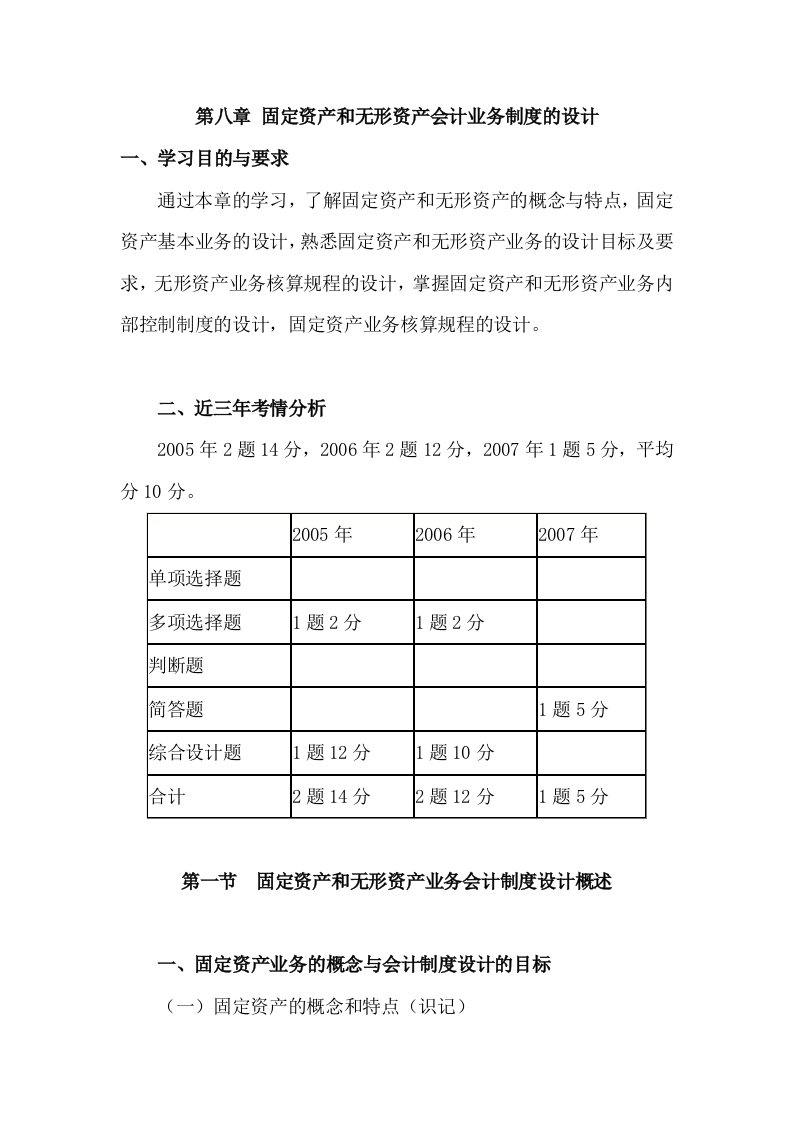 固定资产和无形资产业务会计制度的设计