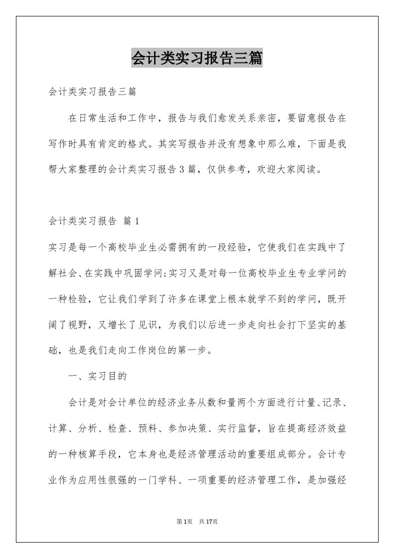 会计类实习报告三篇范文3