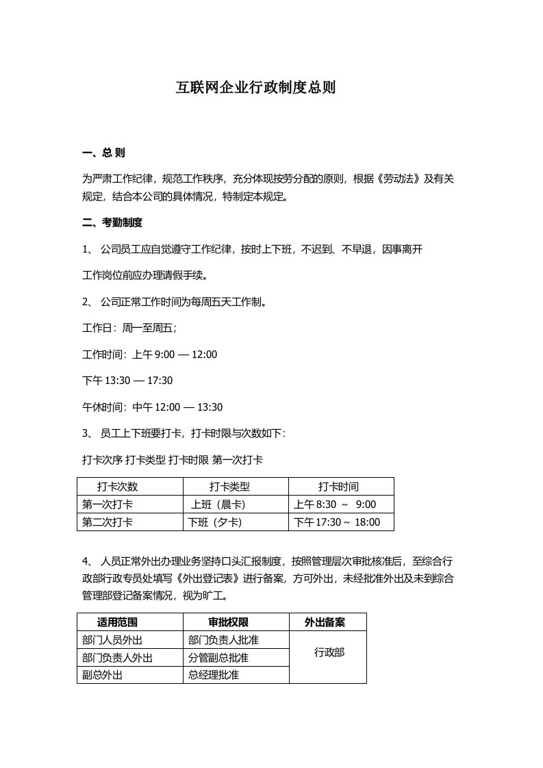 企业管理-互联网企业行政制度