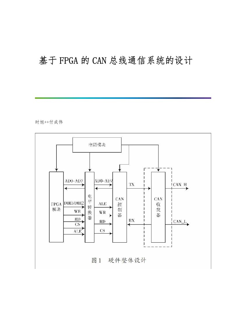 基于FPGA的CAN总线通信系统的设计