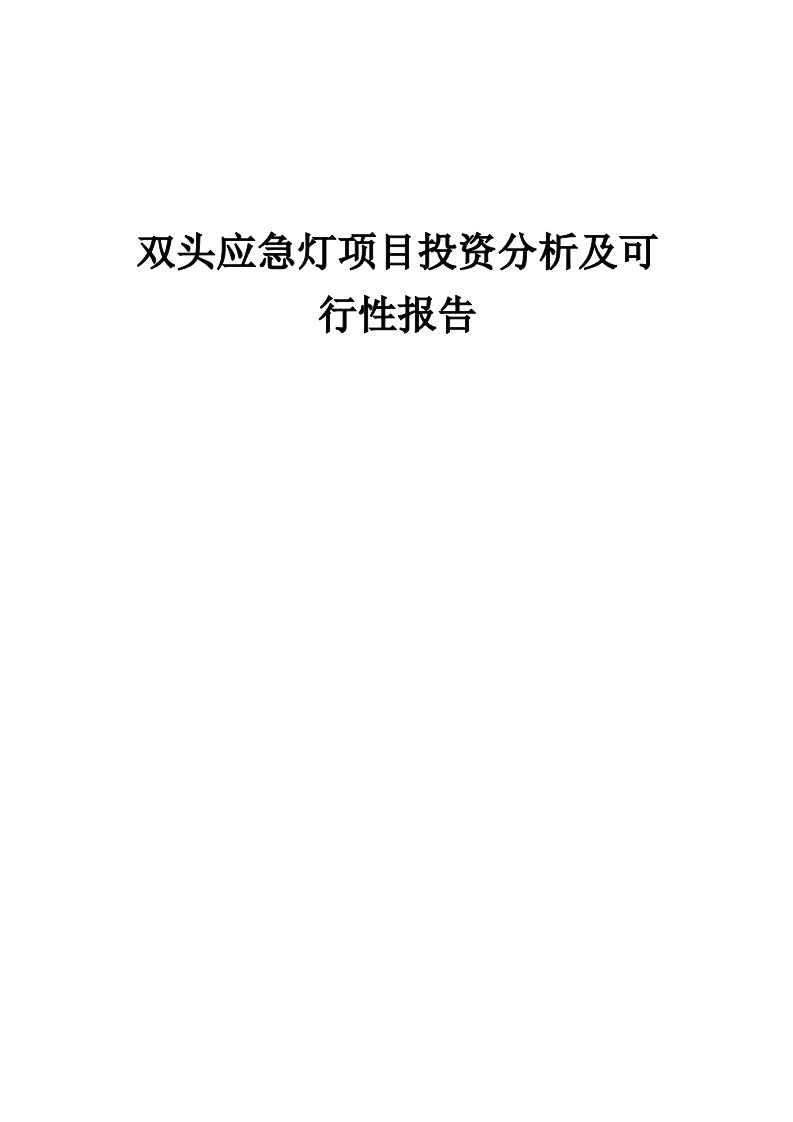 2024年双头应急灯项目投资分析及可行性报告