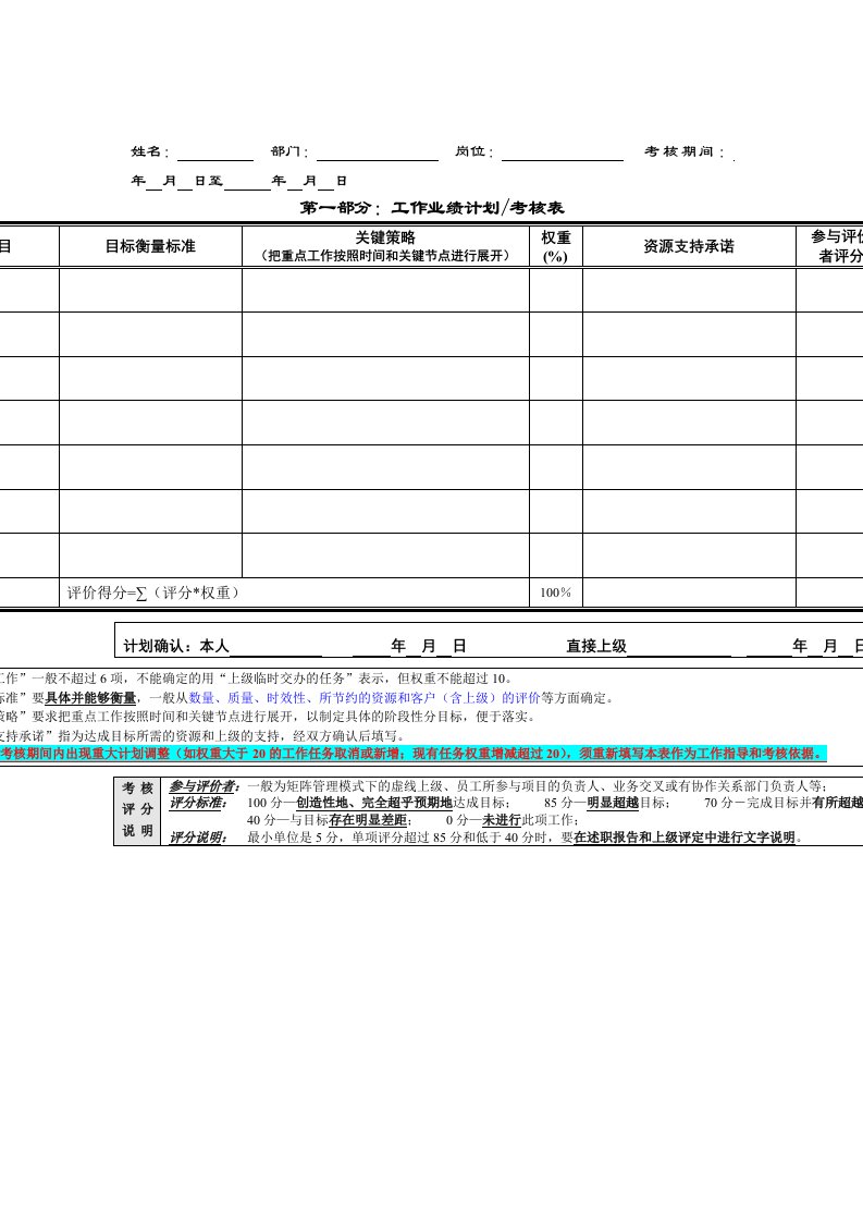 联想集团考核用表0