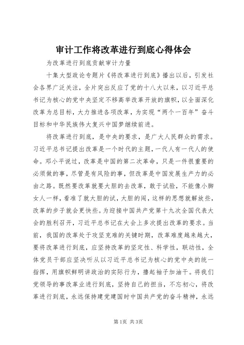 5审计工作将改革进行到底心得体会