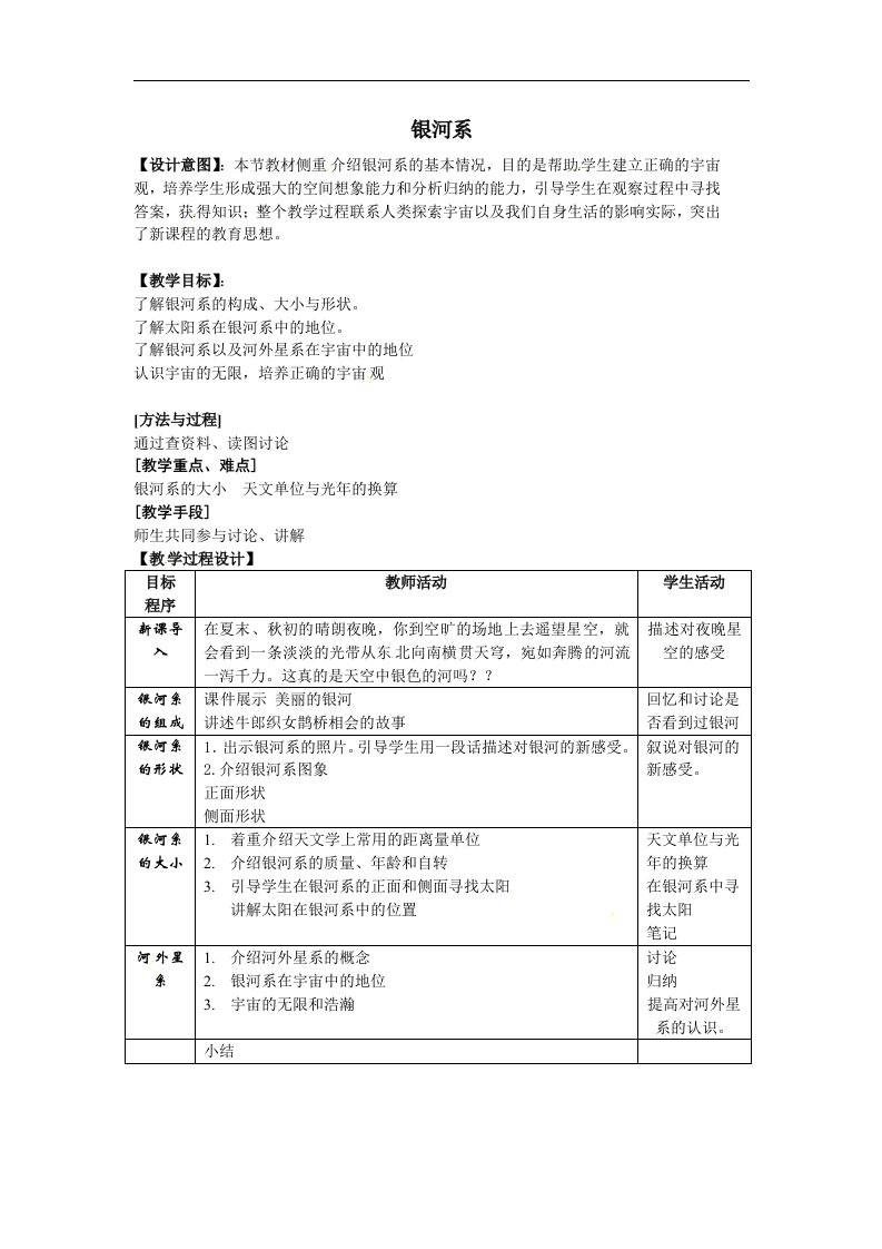 华师大版科学七上《银河系》