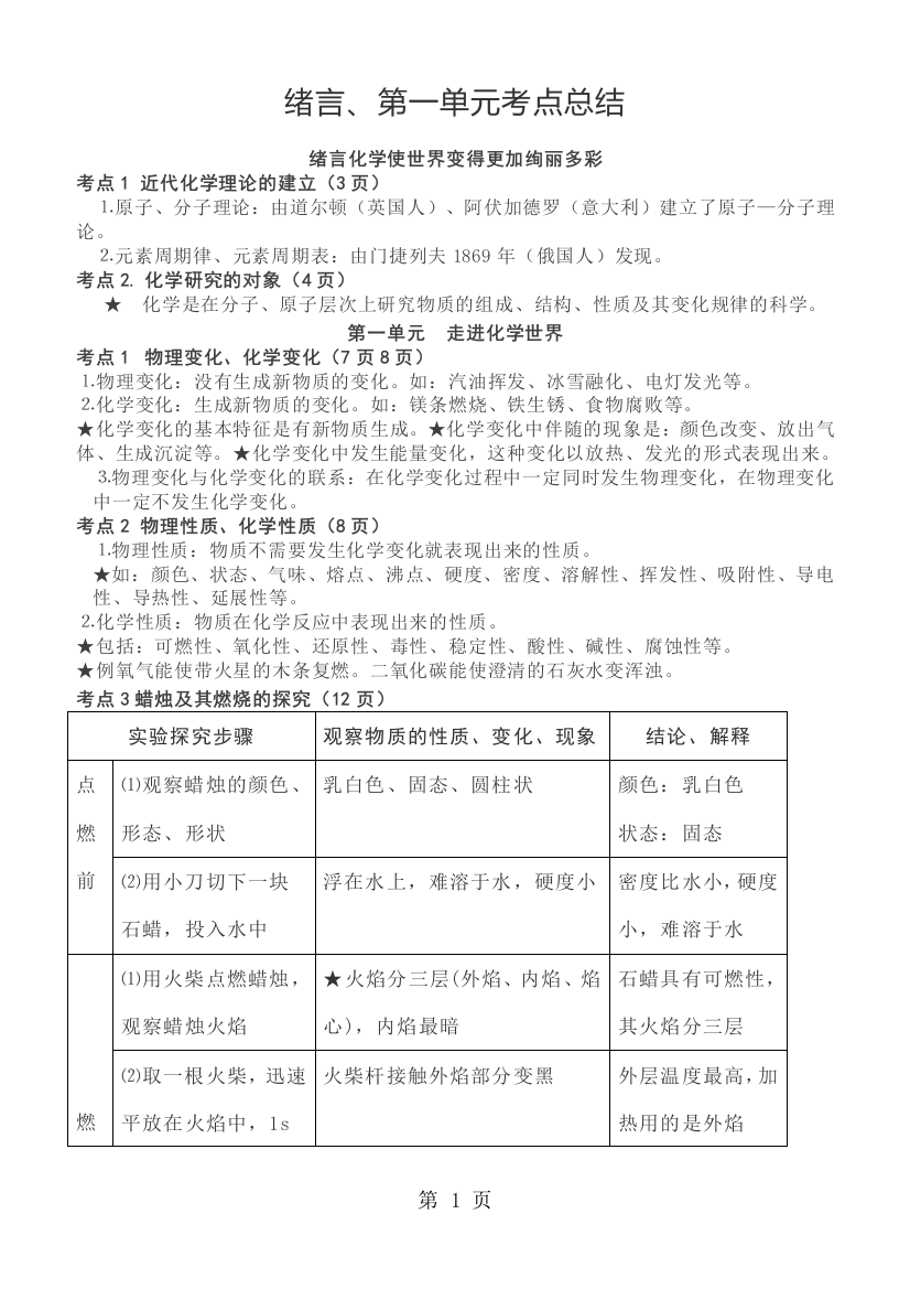 绪言、第一单元考点总结