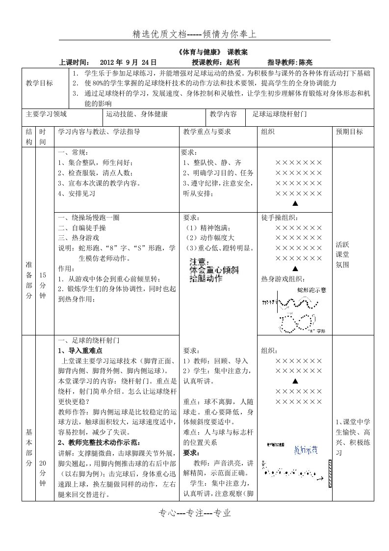 足球绕杆射门教案(共2页)