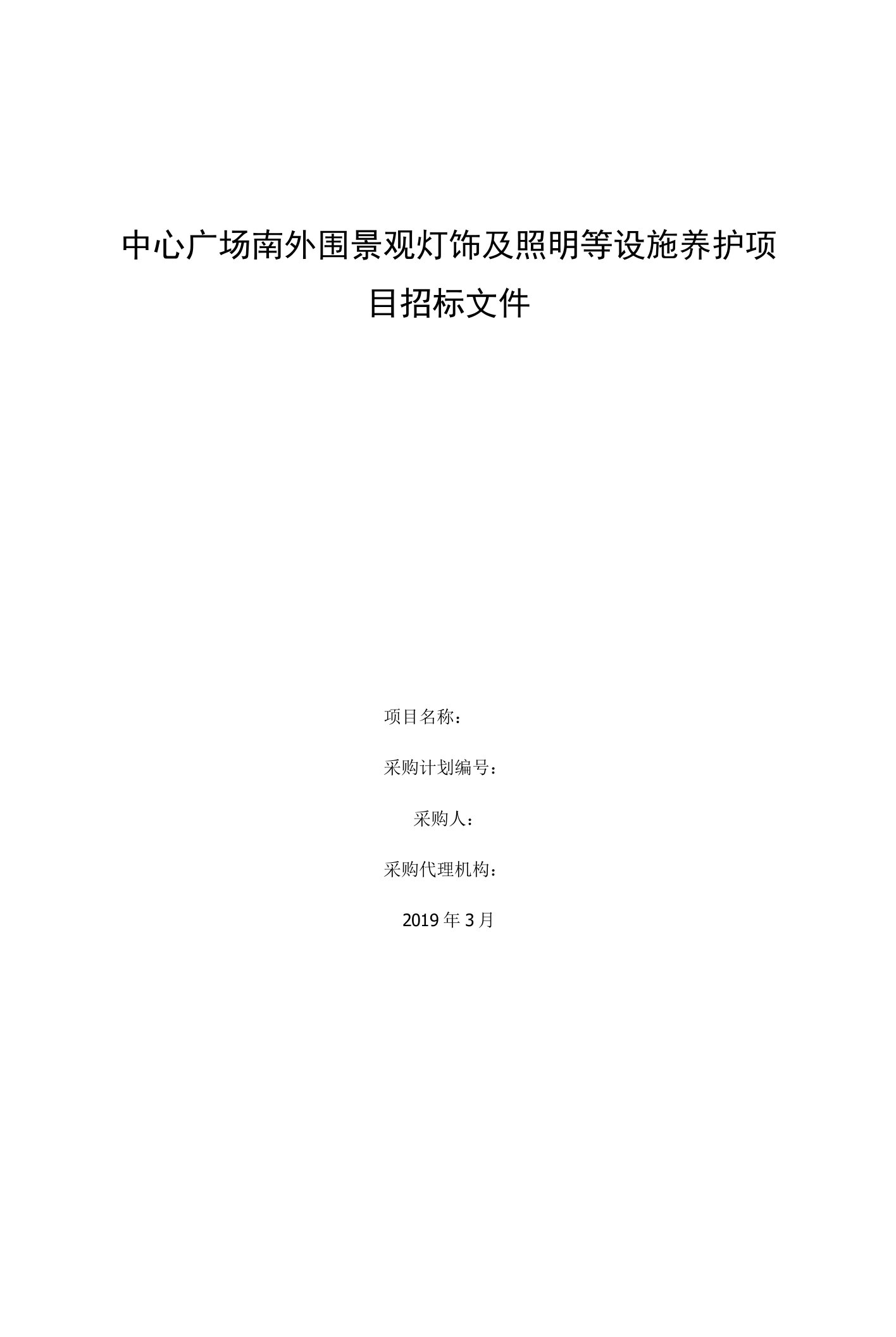 中心广场南外围景观灯饰及照明等设施养护项目招标文件