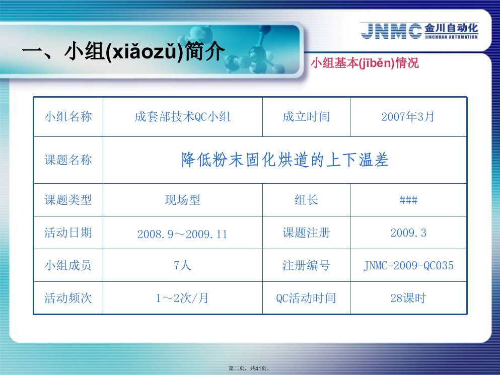 优秀QC小组活动成果发布模板教学文案