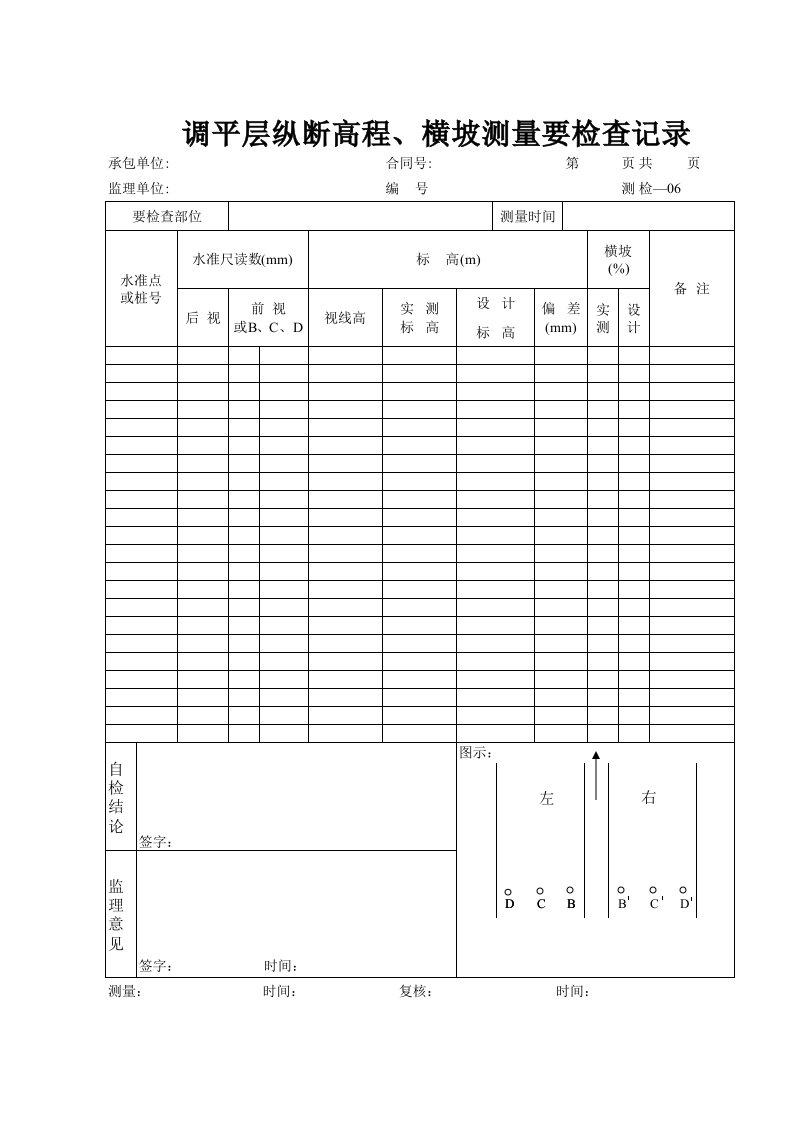 调平层纵断高程、横坡测量检查