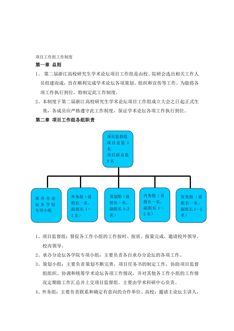 项目工作组工作制度