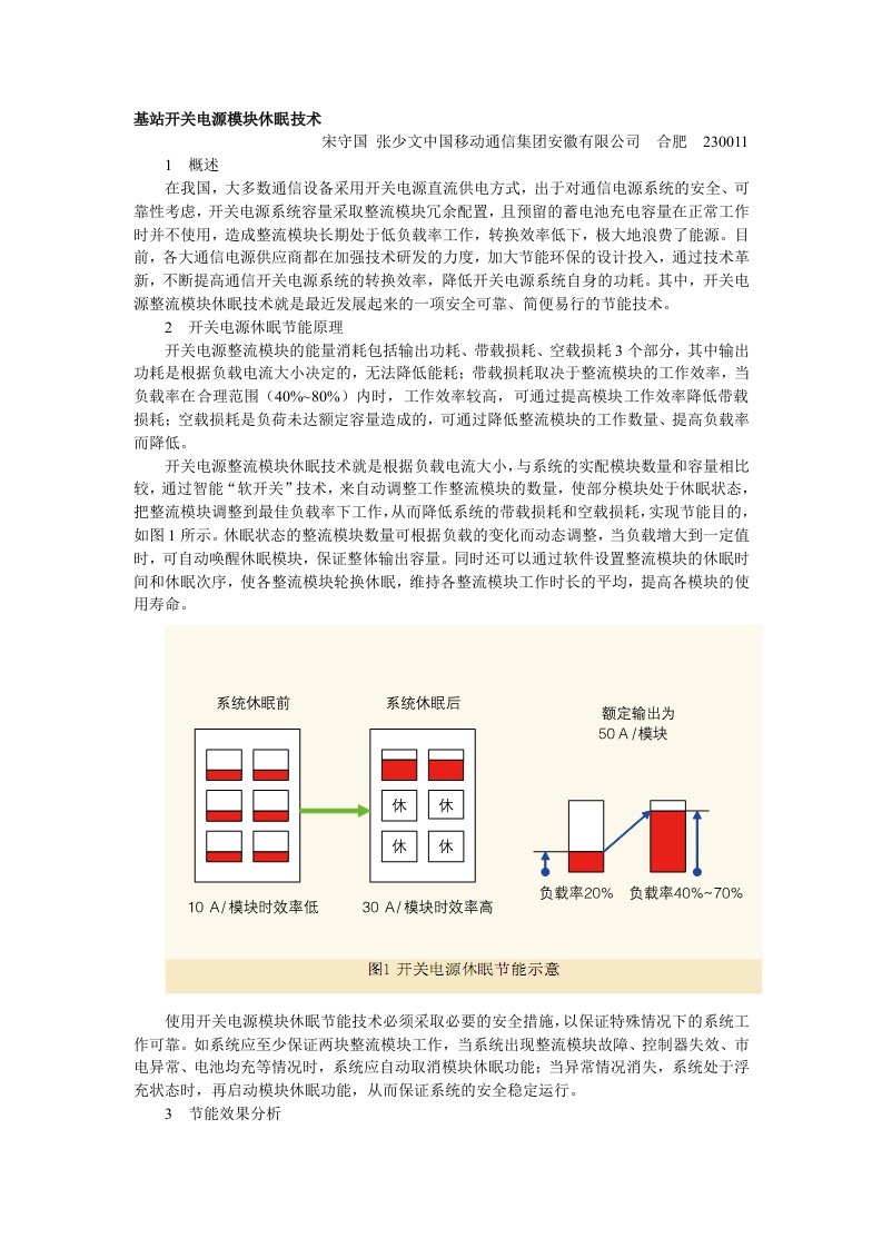 基站开关电源模块休眠技术