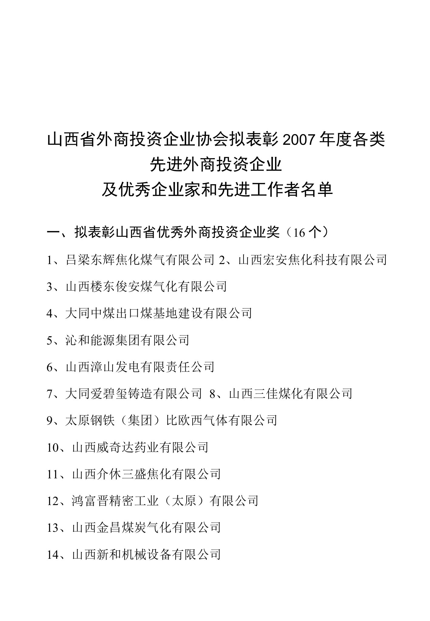 2023年整理-各类先进外商投资企业及优秀企业家和先进工作者名单