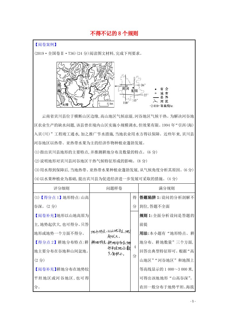 山东专用2021年高考地理二轮复习第三篇全国卷Ⅱ不得不记的8个规则学案