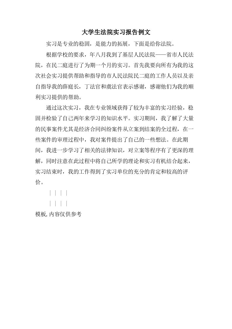 大学生法院实习报告例文