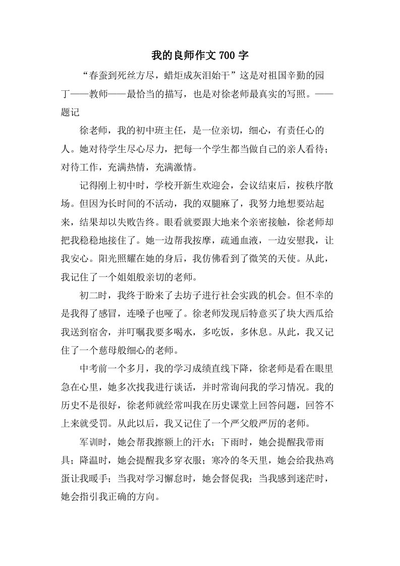 我的良师作文700字