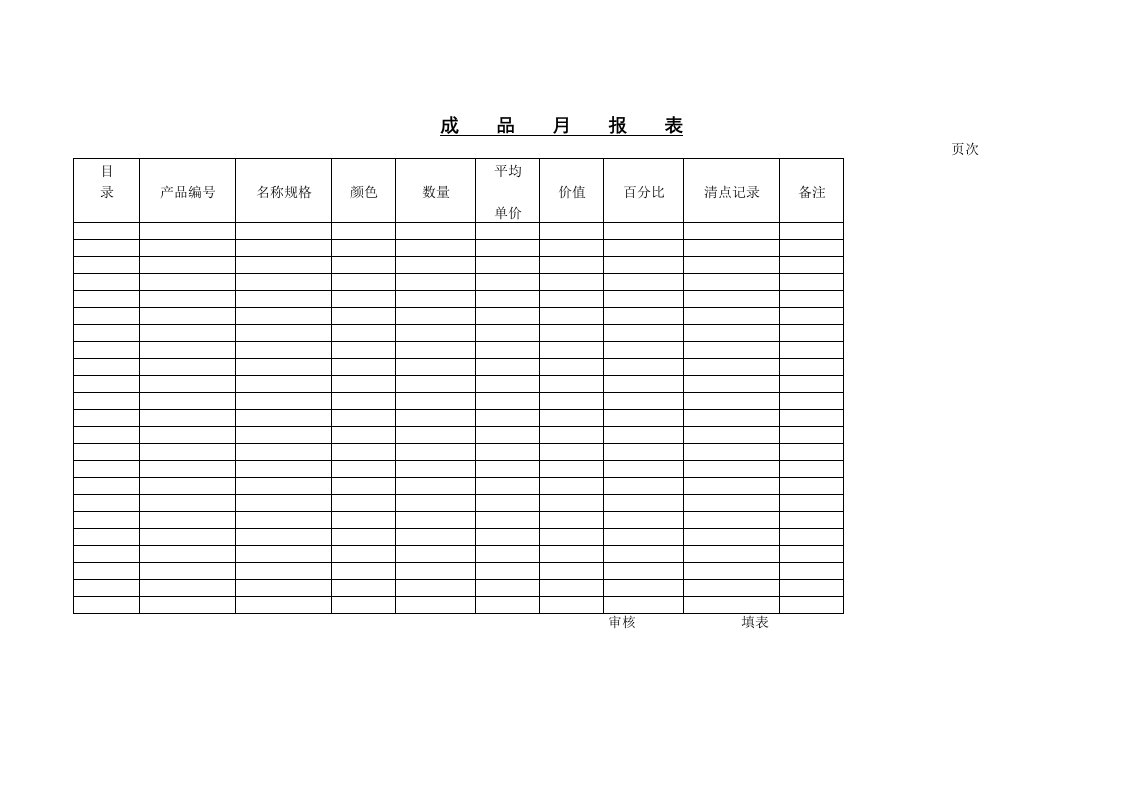 某企业成品月报表