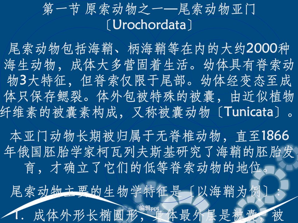 动物学9原索动物之一—尾索动物亚门Urochordata