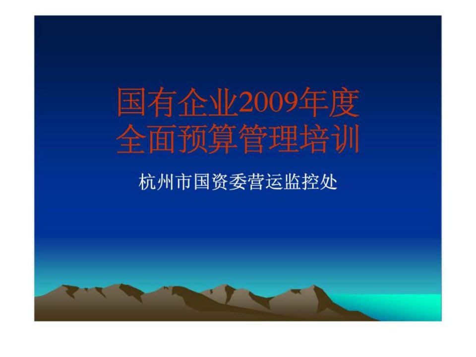 国有企业2009年度全面预算管理培训