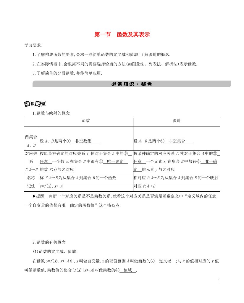 新课标2022版高考数学总复习第二章函数第一节函数及其表示练习含解析文