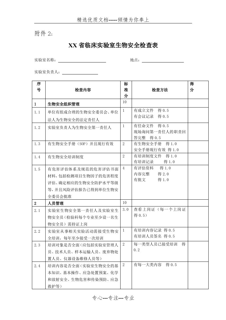 临床实验室生物安全检查表(共5页)