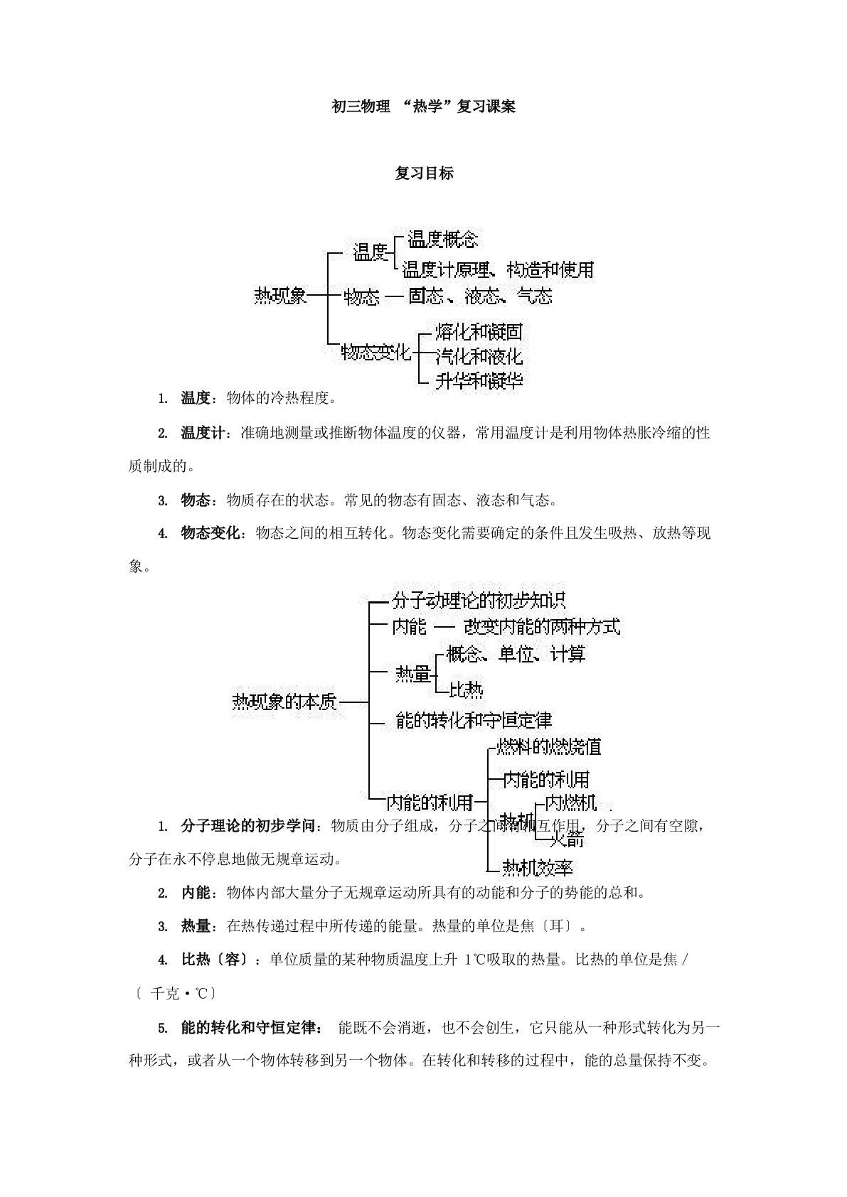 【隆兴中学中考物理总复习教案】热学部分