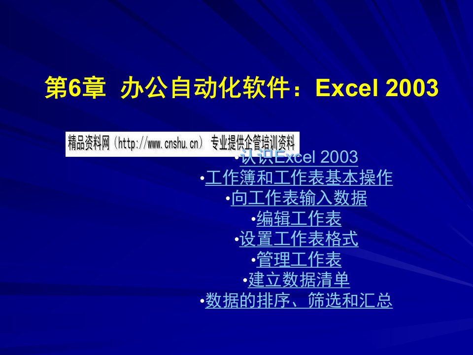 办公自动化软件之Excel2003