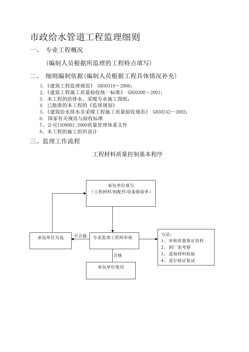 市政给水管道工程监理细则