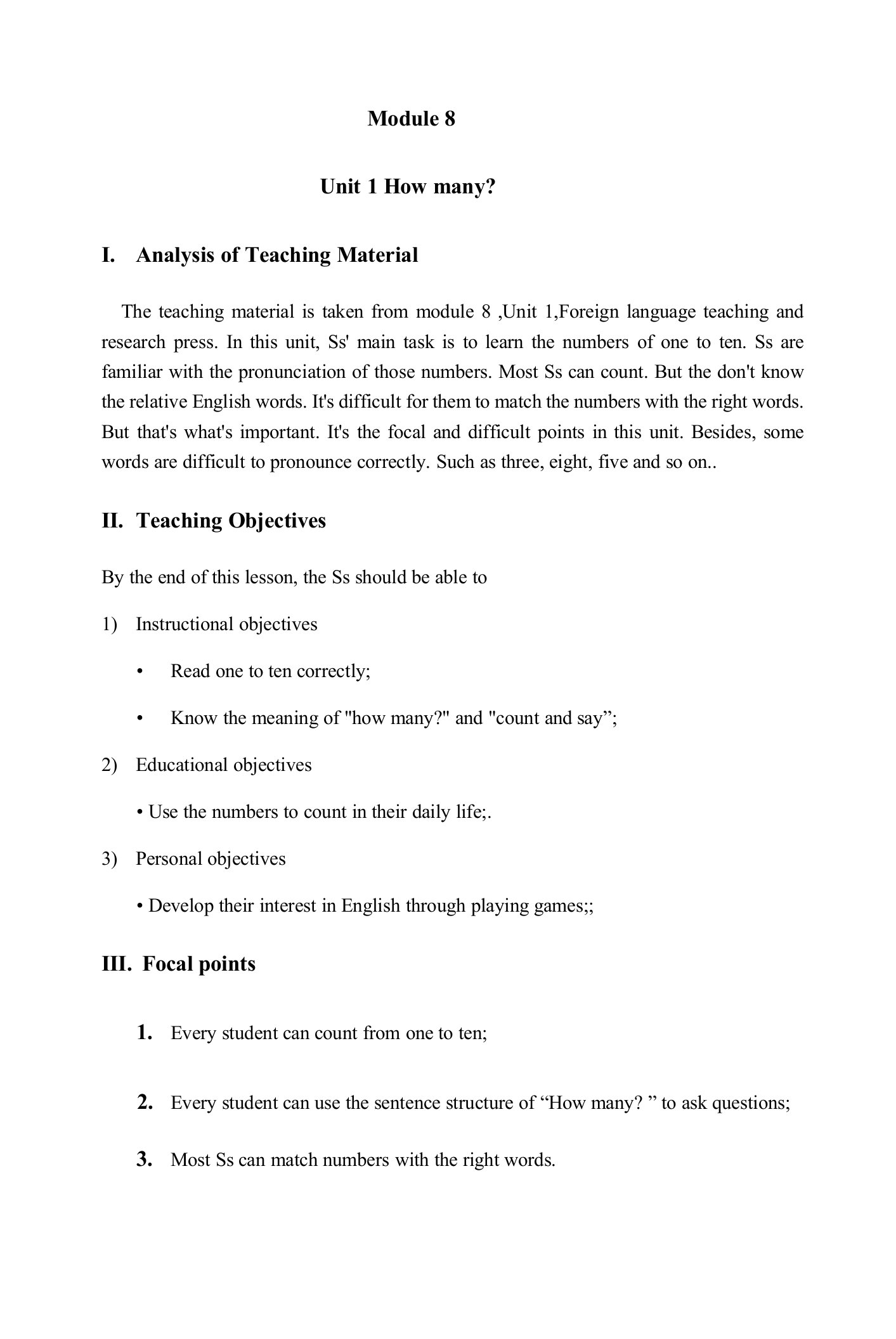 小学英语外研新标准一年级上册（2022年更新）Module8Howmany教案