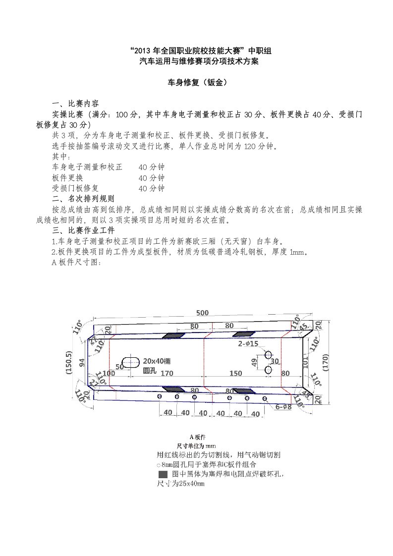 2013年中职汽修大赛钣金规程