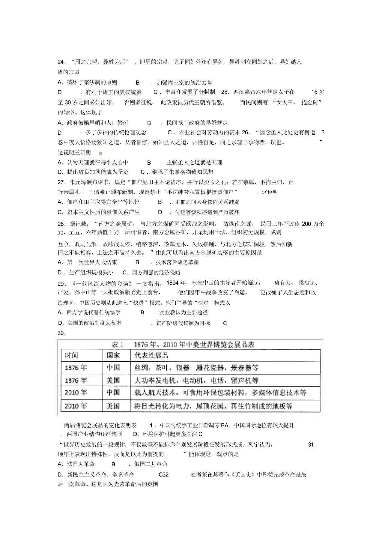 山东省淄博市高三历史下学期第一次模拟考试试题