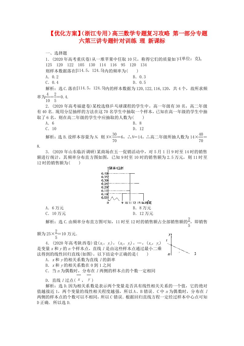 【优化方案】浙江专用高三数学专题复习攻略第一部分专题六第三讲专题针对训练理新课标通用