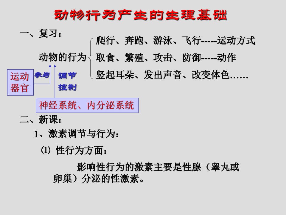 动物行为产生的生理基础