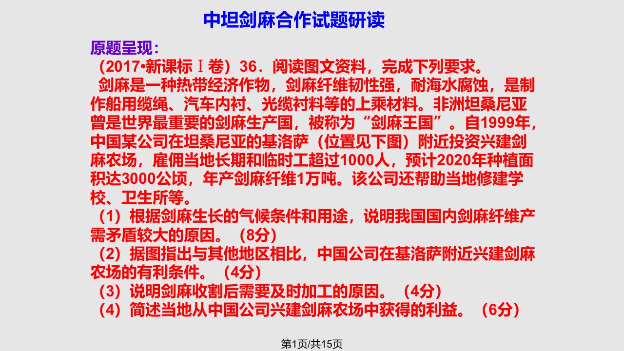 一带一路下的中非剑麻合作试题解读资料PPT课件