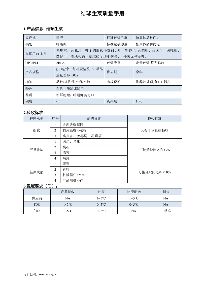 73quality-manual-Chinese-cabbage结球生菜质量手册验收标准