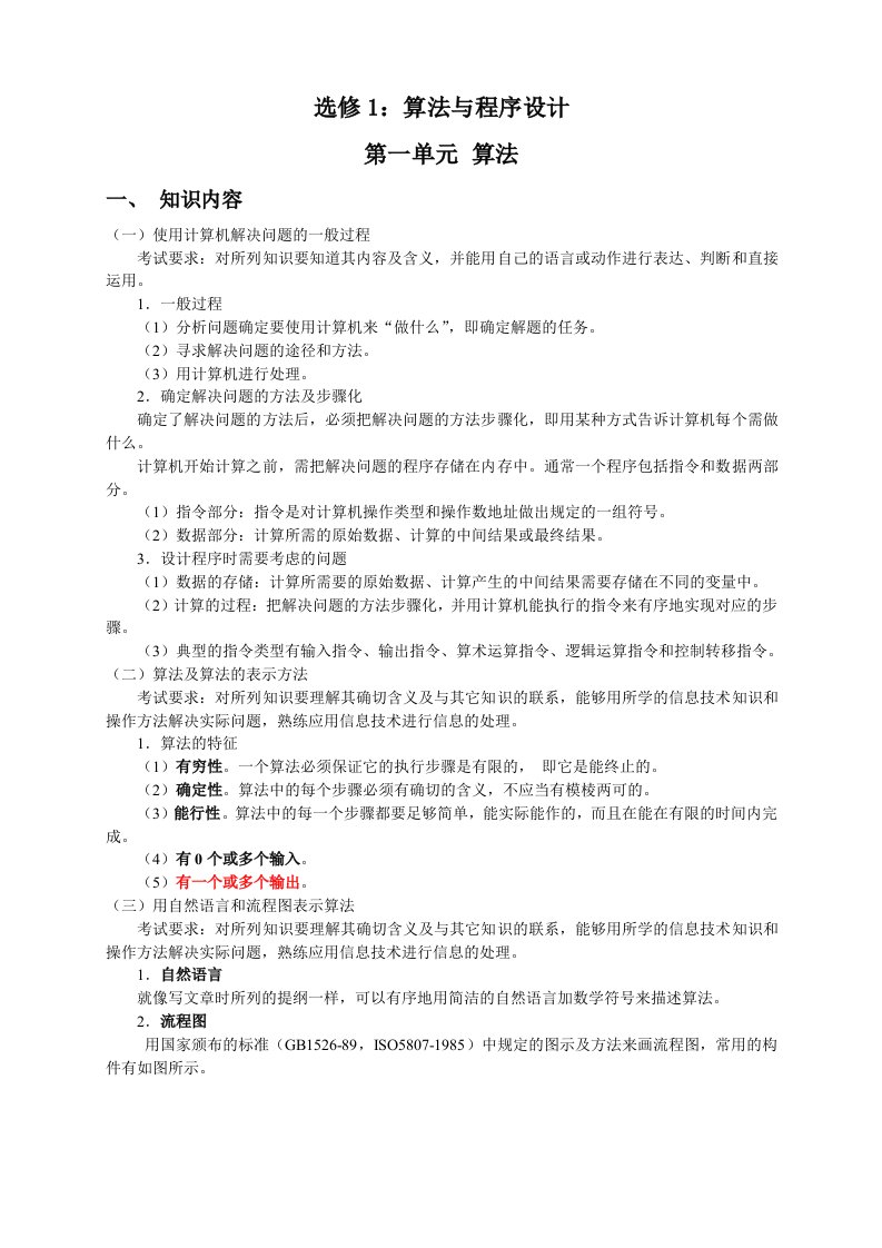 浙教版高中信息技术浙江高考复习资料算法和程序设计分析及试题附答案08-算法和程序设计