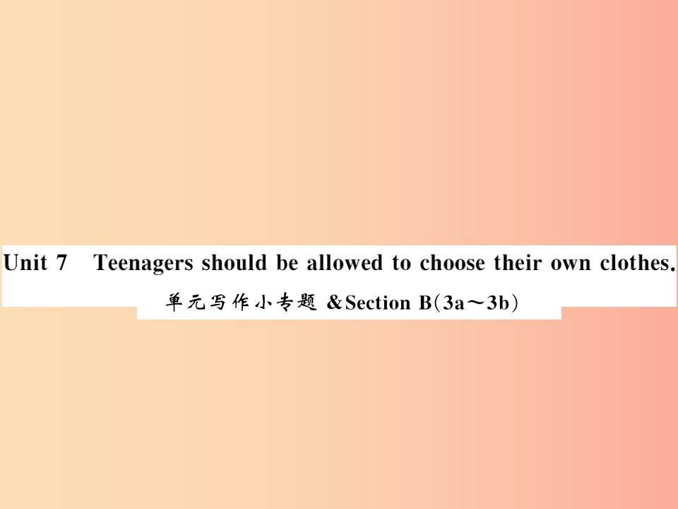 （湖北通用）2019年秋九年级英语全册Unit7Teenagersshouldbeallowedtochoosetheirownclothes写作小专题