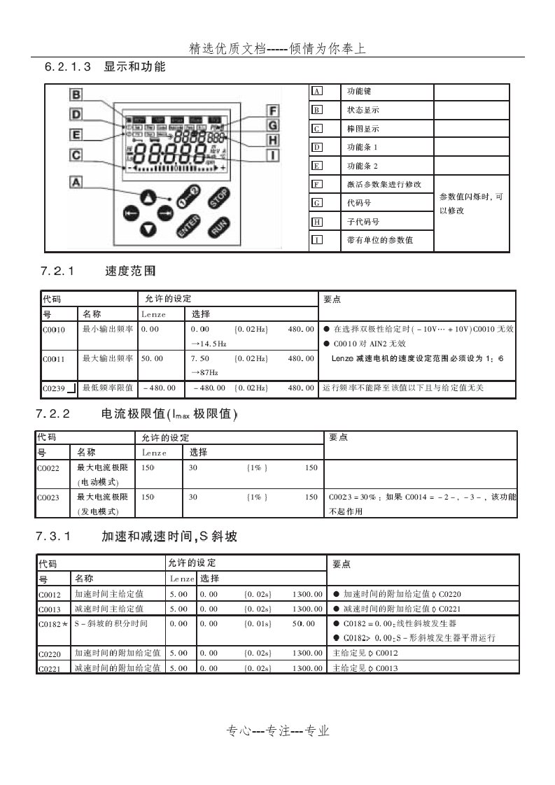 伦茨变频器操作面板使用方法(共5页)