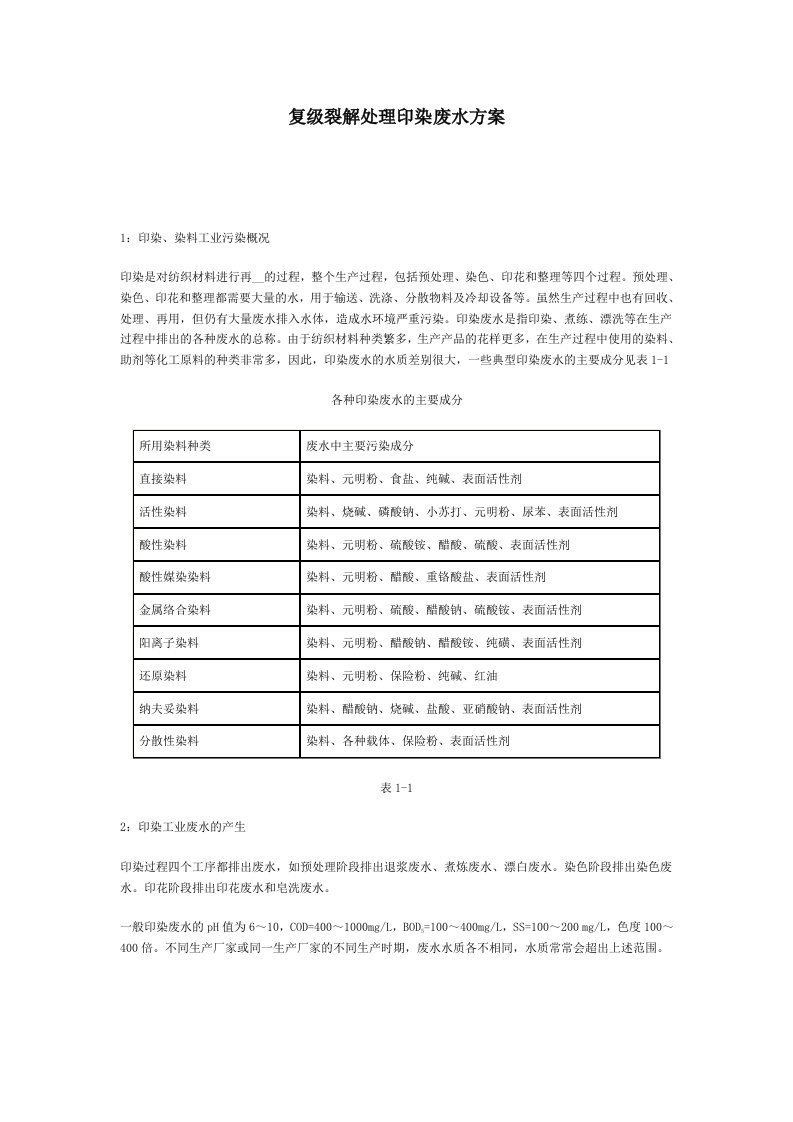 复级裂解处理印染废水方案