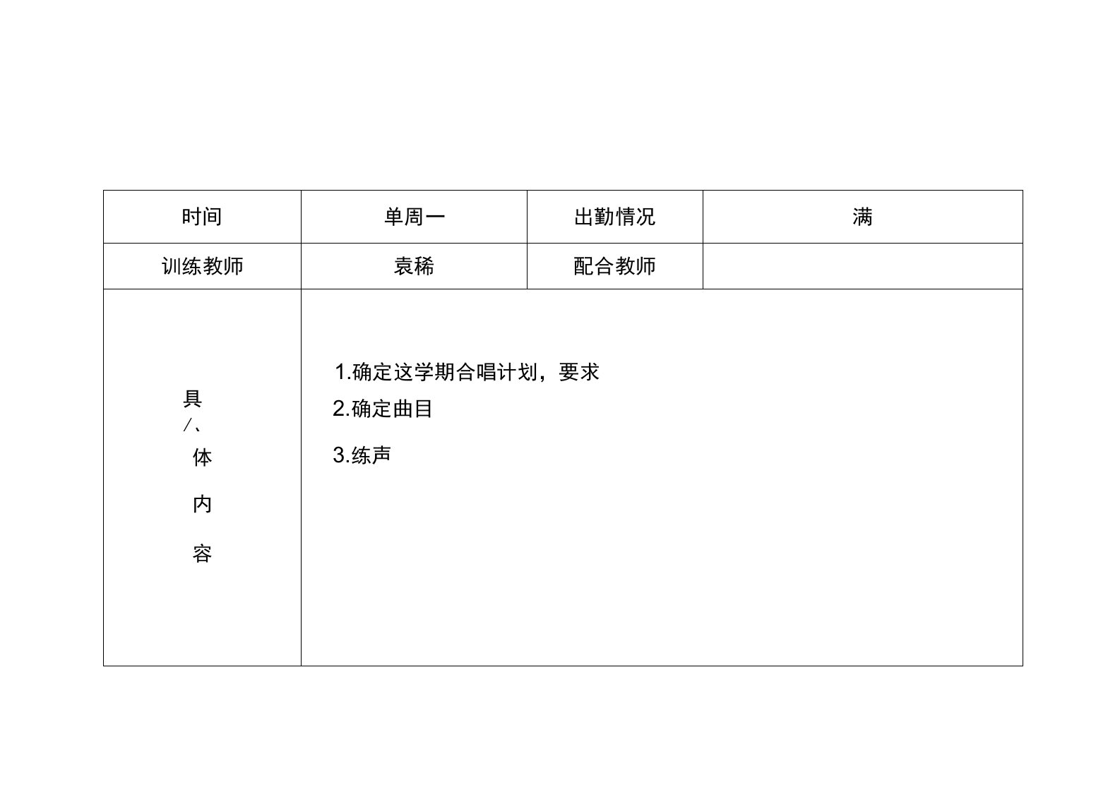 合唱社团活动情况记录